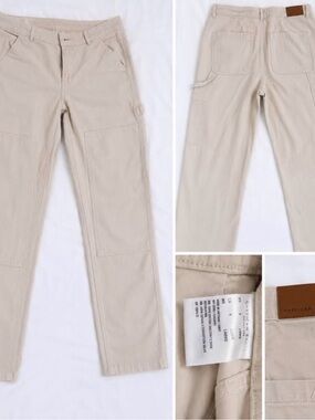 American Eagle Outfitters Women 6 Long Cream Cargo Work Pants